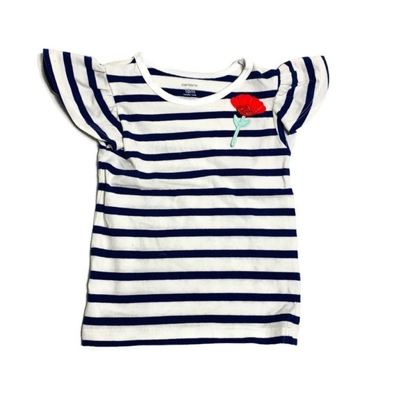 Carter's Other - Carter’s 18M striped ruffled‎ sleeve tee shirt